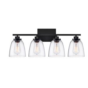 4-Light Bathroom Light Fixtures, Matte Black Modern Vanity Light